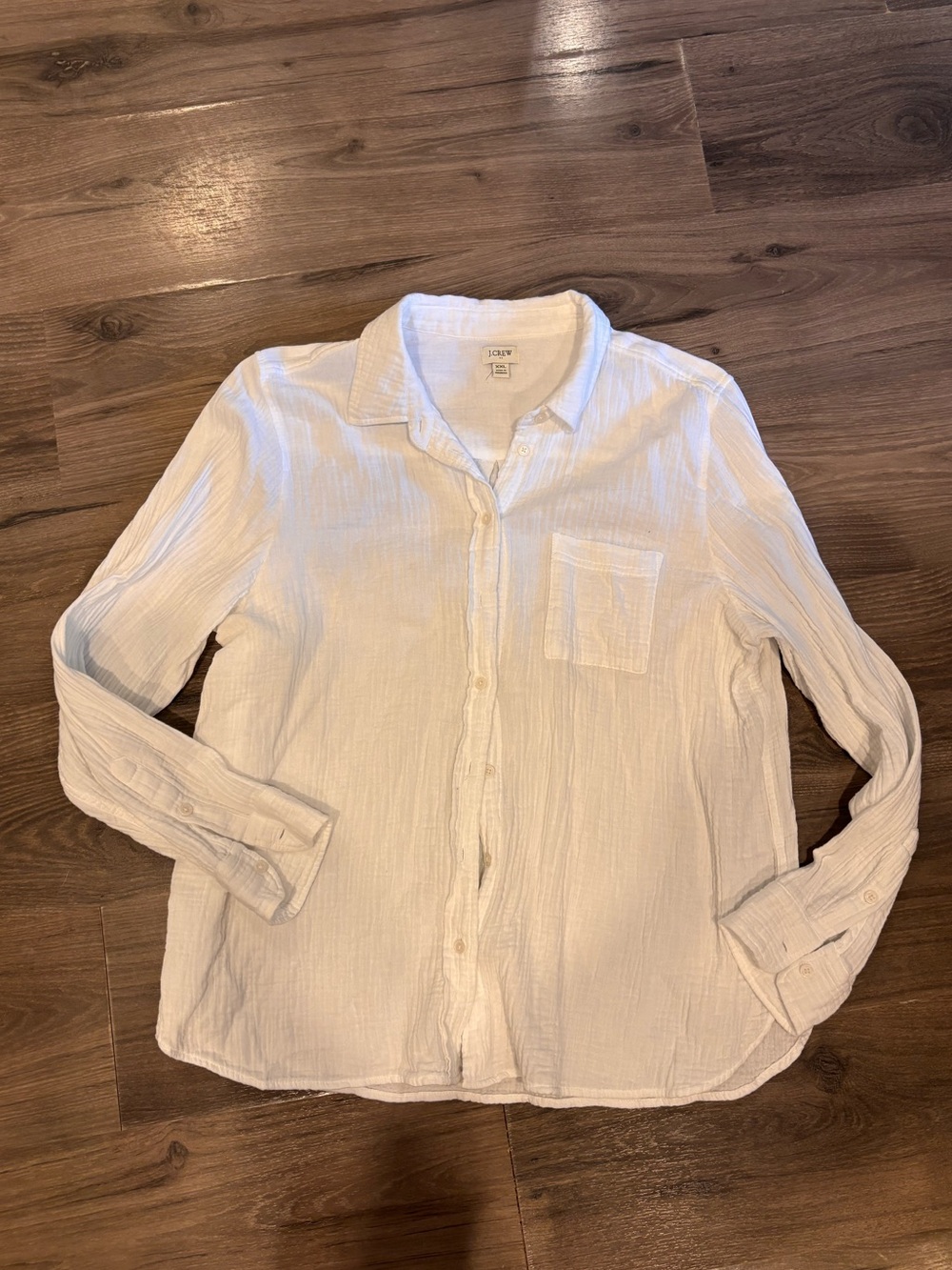 J. Crew White Lightweight Textured Button-Down Shirt